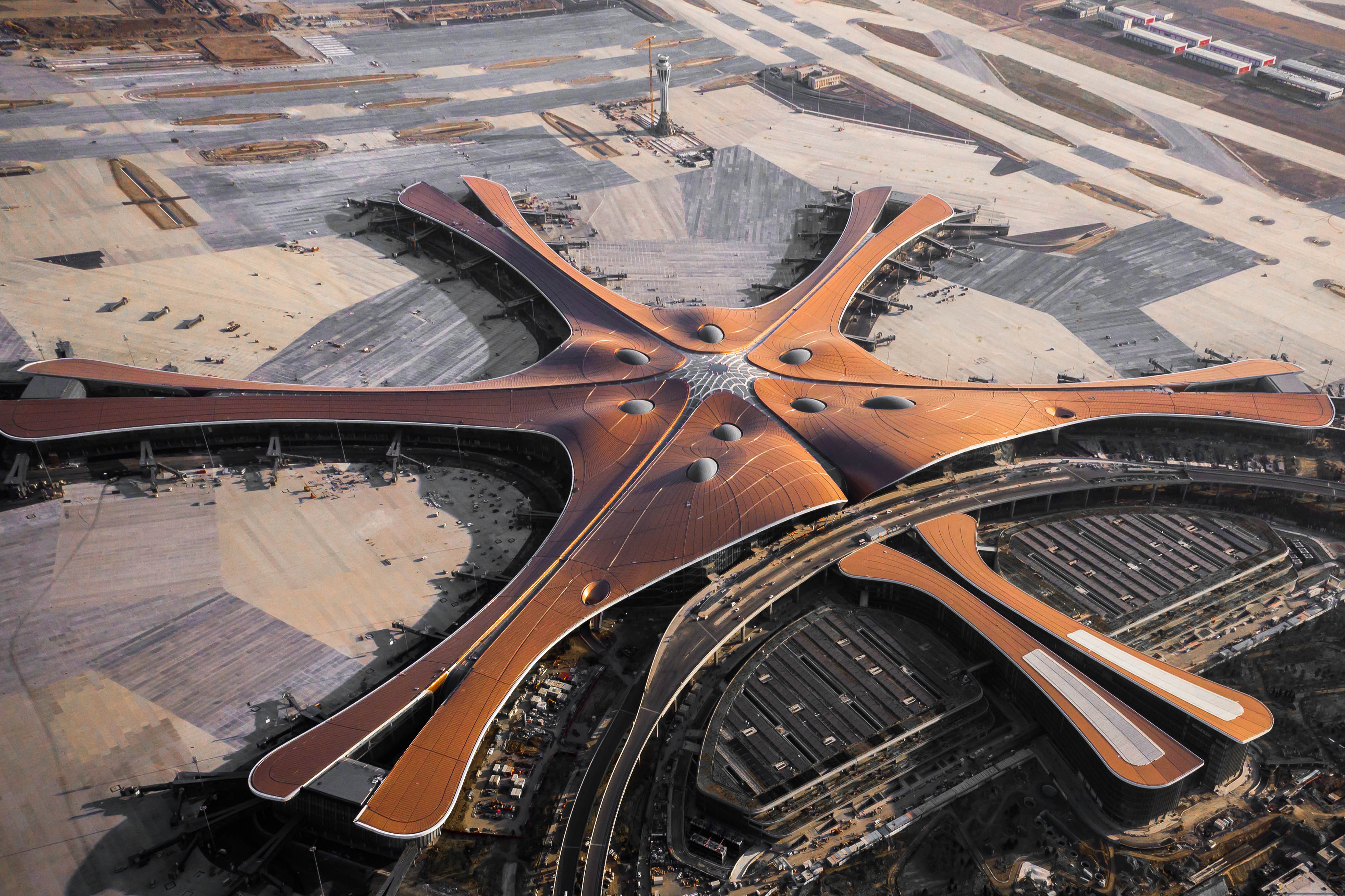 北京大兴新机场高清图：最后的航拍记录“中国速度”_航站楼